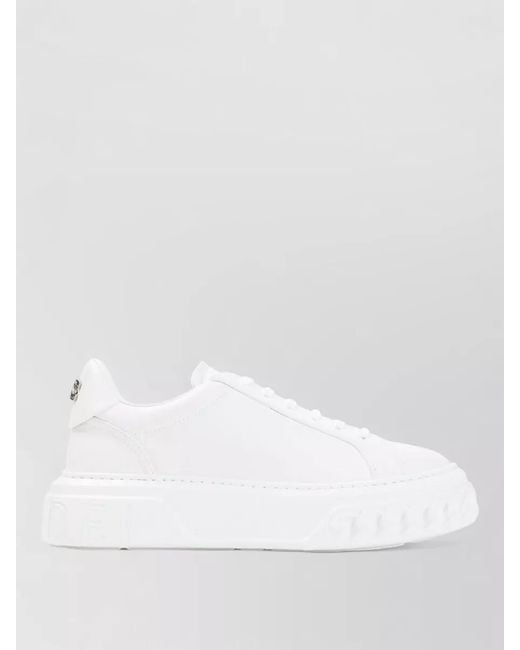 Casadei White Off Road Lace Up Leather Chain Sneakers