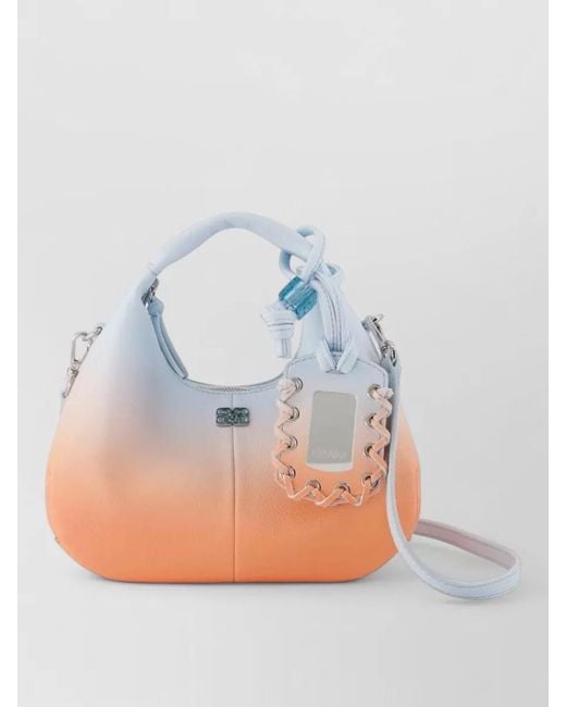 Ganni Blue Mini Hobo Shoulder Bag Synthetic Multicolour