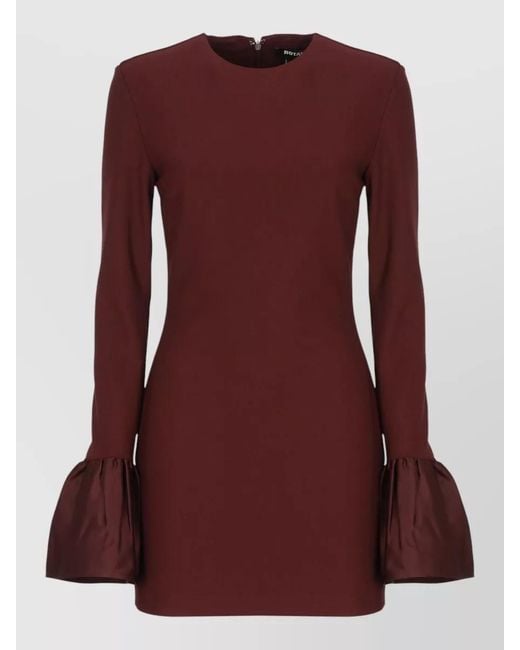 ROTATE BIRGER CHRISTENSEN Purple Long-Sleeve Round-Neck Mini Dress