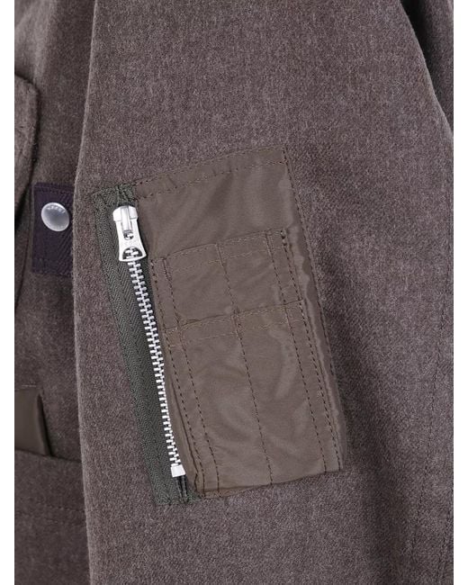 Sacai Gray Wool Bomber Jacket for men