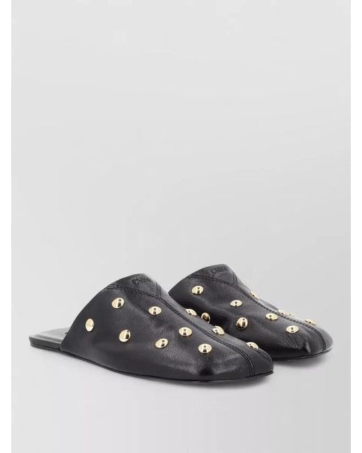 Chloé Gray Leather Mules