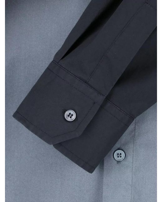 MM6 by Maison Margiela Blue Straight Shirt Collar Long Sleeves Printed Detail for men