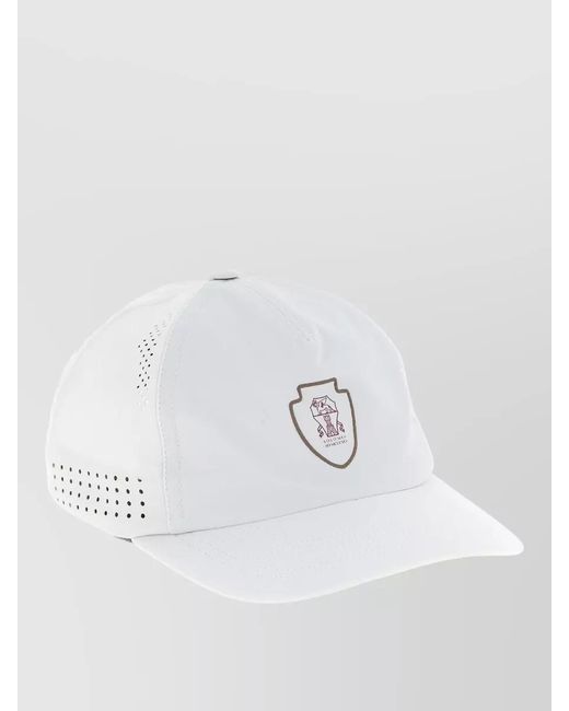Brunello Cucinelli White Tennis Logo Cap Curved Brim Techno for men