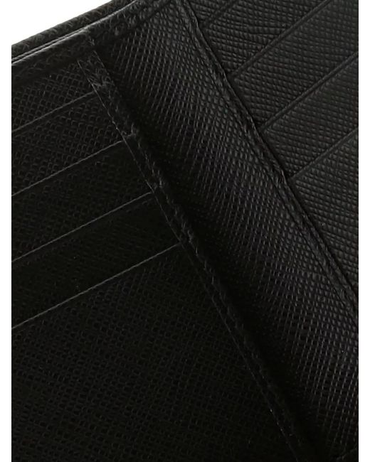 Prada Black Leather Bi-Fold Wallet for men