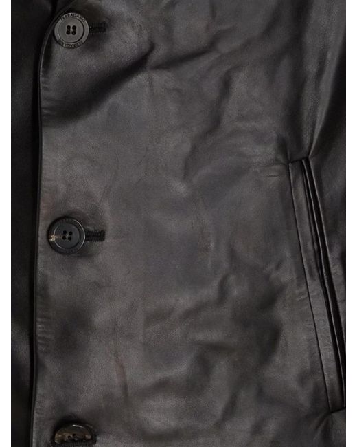 Ferragamo Black Nappa Leather Slim-Fit Jacket for men