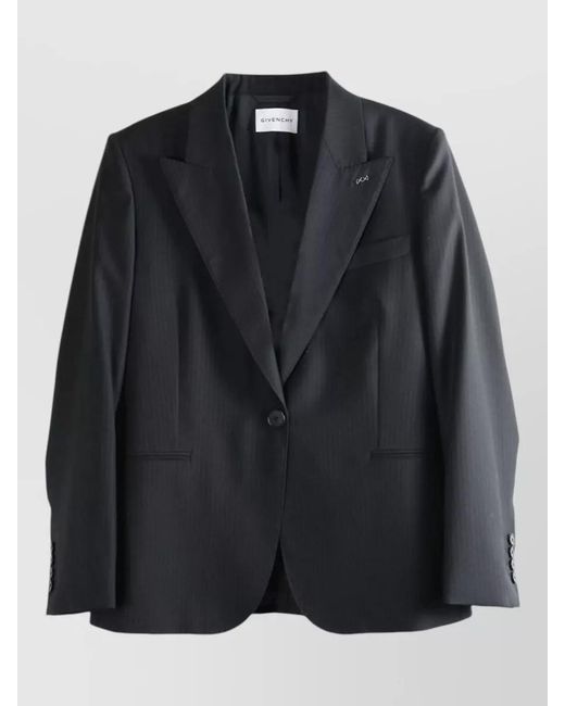 Givenchy Black Single Breasted Blazer Nylon Silk Blend