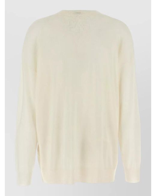 P.A.R.O.S.H. Natural Crew Neck Knit Sweater Dropped Shoulders
