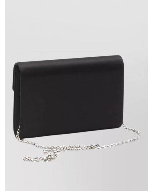 Roger Vivier Black Mini Satin Clutch Efflorescence Crystal Buckle