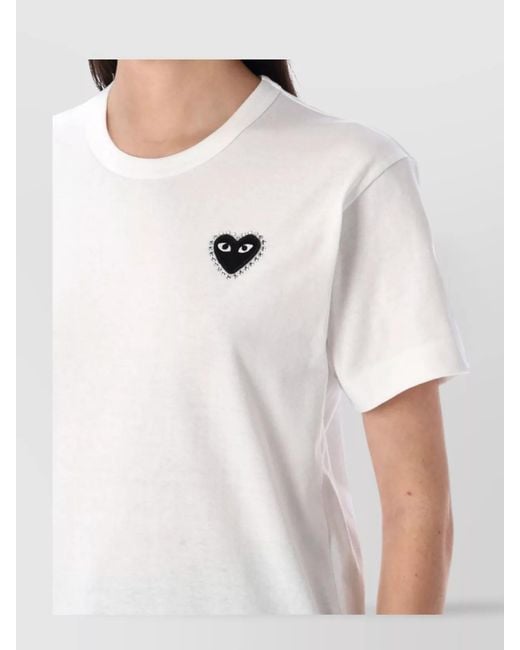 COMME DES GARÇONS PLAY White Heart Embroidered Crew Neck T-Shirt