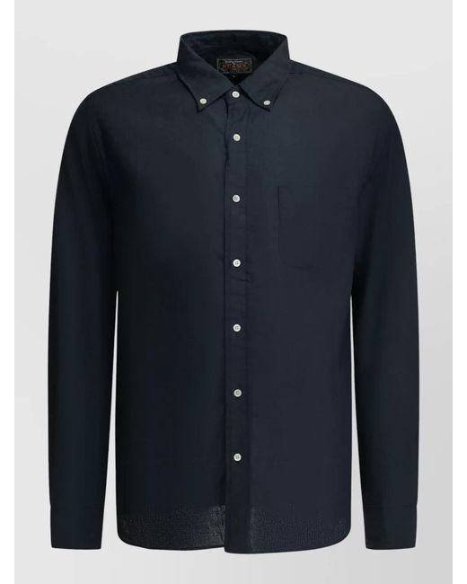 Beams Plus Blue Linen Casual Shirt for men