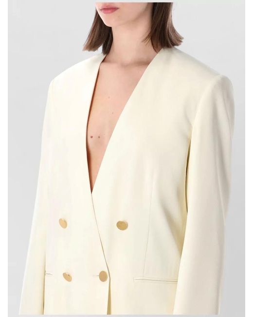 Alberta Ferretti Natural Tailored Jacket Structured Fit Buttons