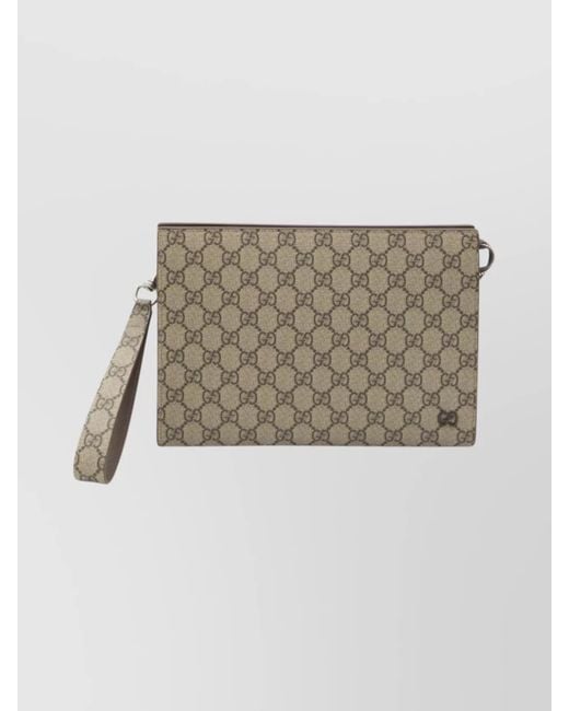 Gucci Natural Gg Supreme Canvas Wristlet Pouch for men