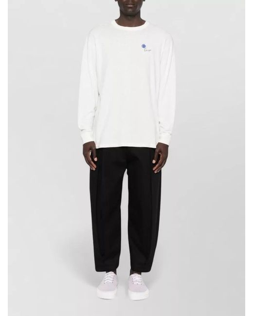 KENZO White Crew Neck Long Sleeves Floral Print Shirt for men