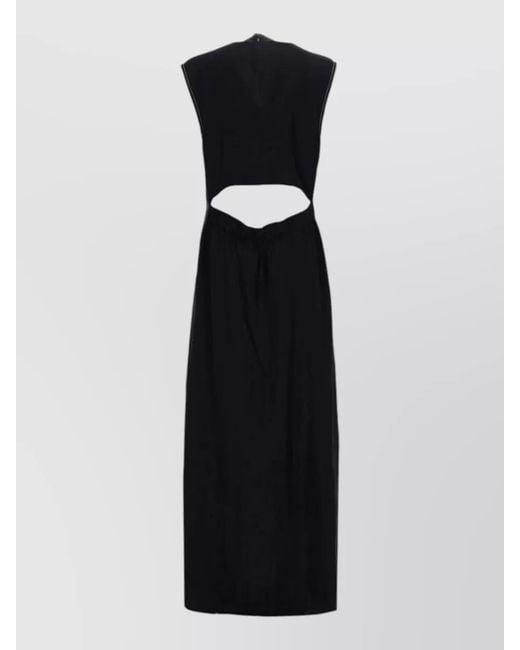 Filippa K Black Maxi Dress Sleeveless Cut Out Back Contrast