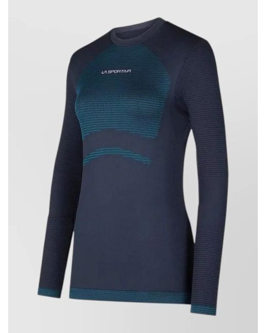 La Sportiva Blue Silk Short-Sleeve Crewneck Knitted Top