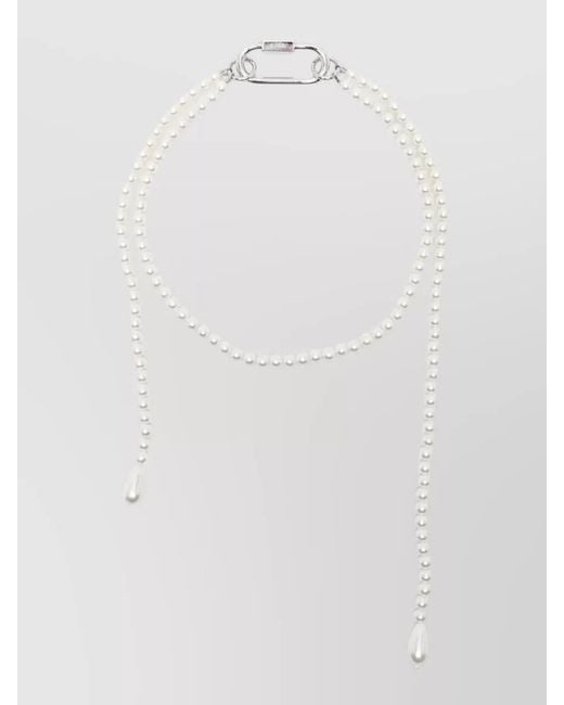 Simone Rocha White Fragment Pearl Carabiner Chain Necklace