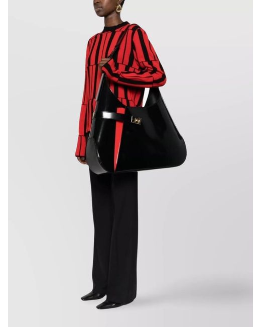 Ferragamo Black Gancini Leather Shoulder Bag