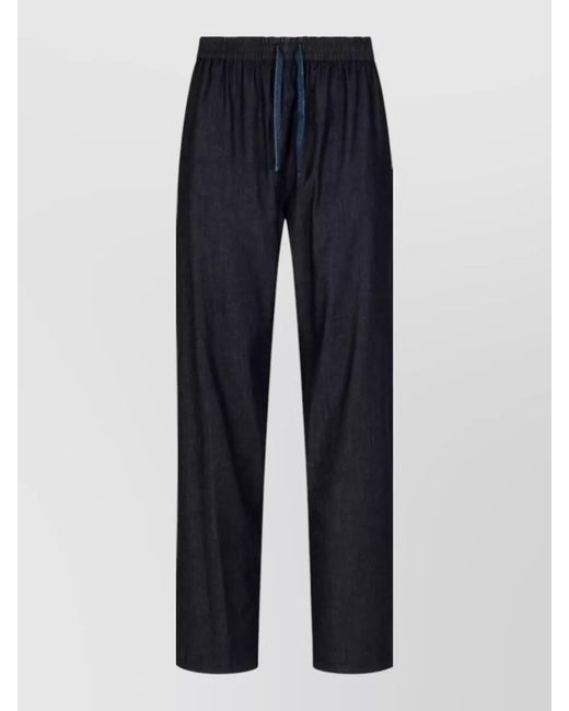 Emporio Armani Blue Cotton Denim Lounge Trousers Embroidered Detail