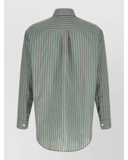 NAMACHEKO Green Striped Cotton Long-Sleeve Shirt for men