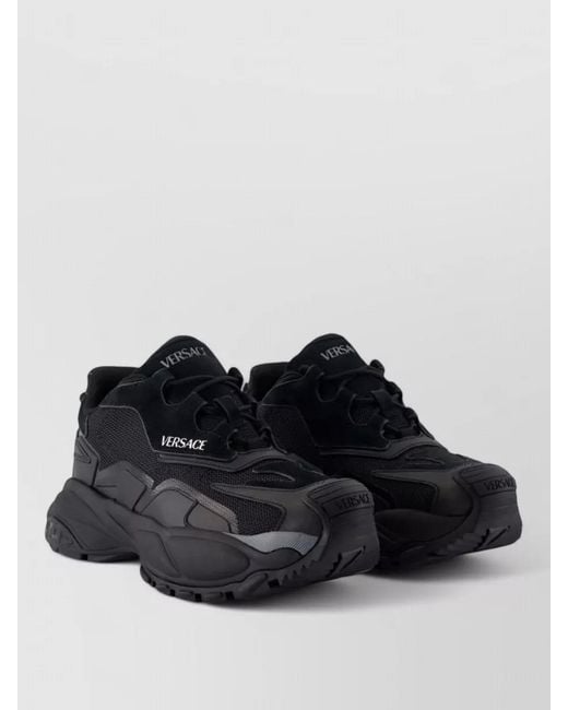 Versace Black Sneakers Chunky Sole Mesh Panels Design
