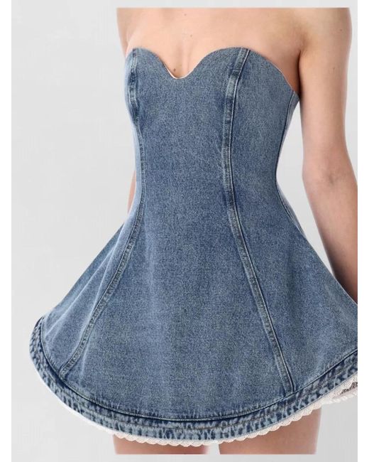 Magda Butrym Blue Denim Strapless Bustier Mini Dress