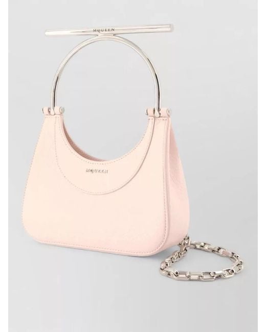 McQueen Pink Mini Cross Bar Leather Clutch Bag