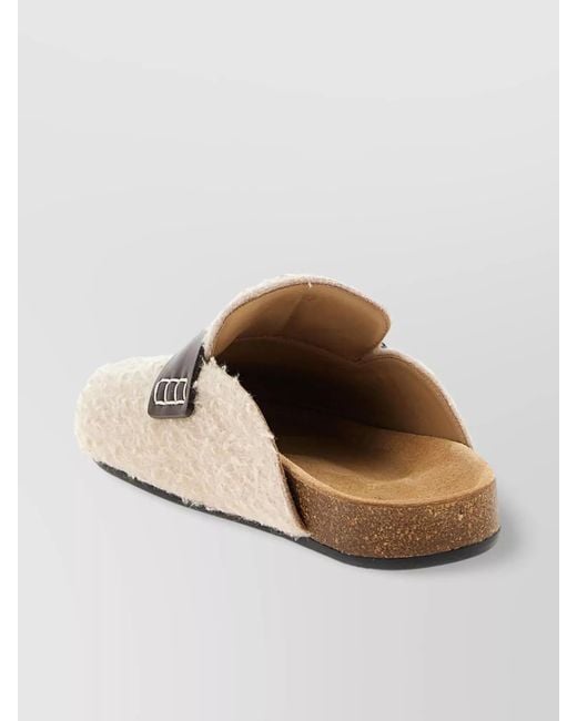 J.W. Anderson White Faux Fur Strap Mules