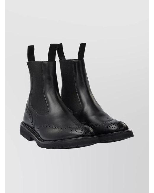 Tricker's Black Leather Ankle Boots for men