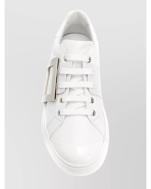 Roger Vivier White Leather Low-Top Sneakers