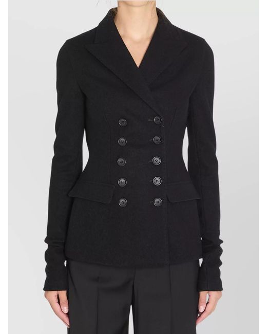 Dolce & Gabbana Black Virgin Wool Slim-Fit Double-Breasted Blazer