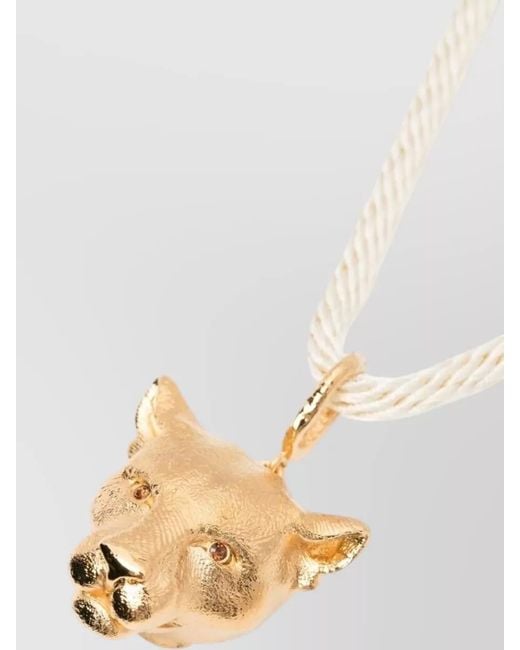 Forte_forte White Puma Animal Head Rope Chain Necklace