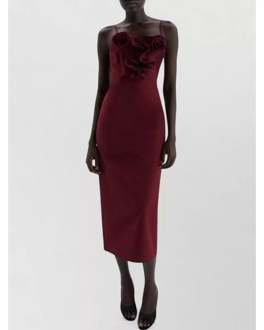 Magda Butrym Red Beach Dress Midi Bodycon Floral Ruffled
