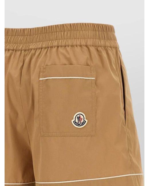 Moncler Natural High-Rise Pleated Flared Cotton-Blend Tailored Shorts
