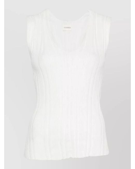Closed White Linen Cotton Sleeveless V Neck Sweater