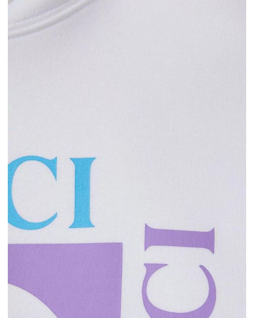 Gucci Blue Cotton Logo-Print Hooded Sweatshirt