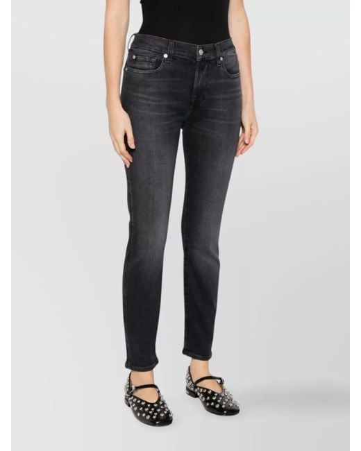 7 For All Mankind Blue Denim Mid-Rise Bootcut Jeans