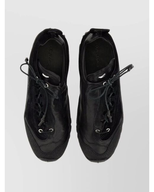 Our Legacy Black Leather Paneled Low-Top Sneakers