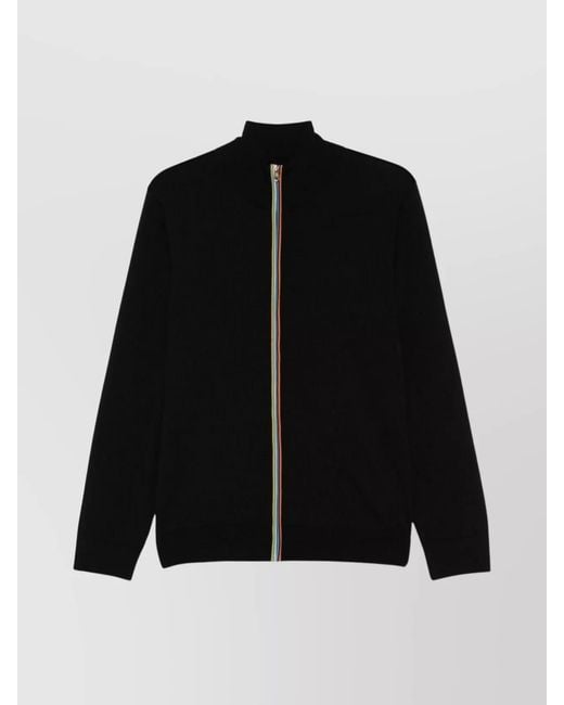Paul Smith Black Stand-Up Collar Long Sleeves Cardigan for men
