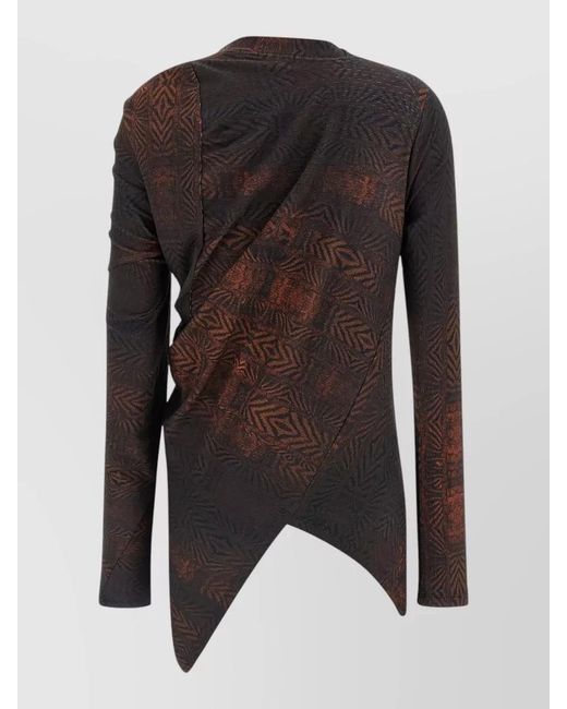 Kiko Kostadinov Black Simpson Top Abstract Asymmetric Draped Texture Long Sleeves
