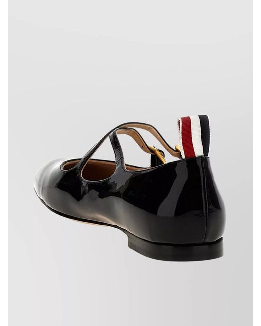Thom Browne Black Lamb Leather Ballerina Flats
