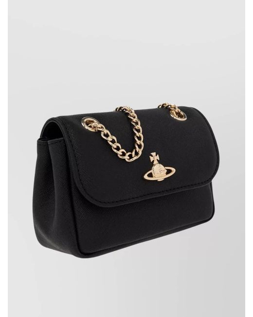 Vivienne Westwood Black Leather Small Chain Shoulder Bag