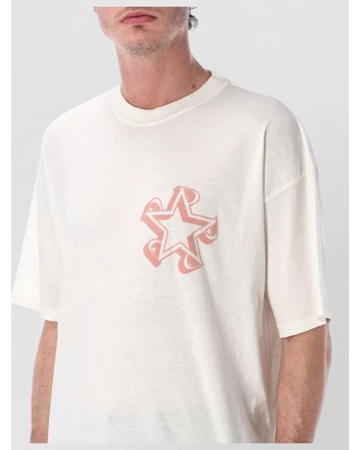 Represent White Initial Star Graphic Crew Neck T Shirt for men