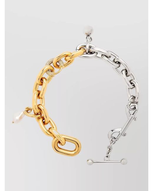Rabanne Metallic Mixed Metal Chain Bracelet And Pearls