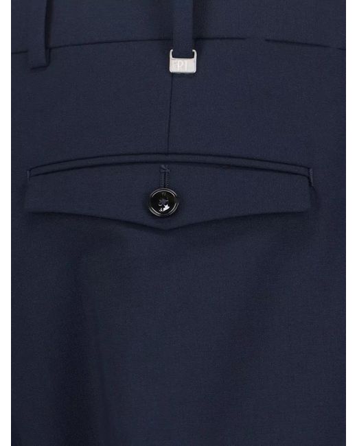 PT Torino Blue Straight-Leg Tailored Trousers for men