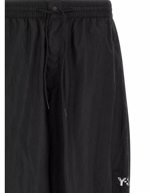 Y-3 Black Nylon Track Pants for men