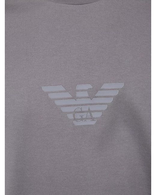 Emporio Armani Gray Short Sleeve Crew Neck Cotton T Shirt for men