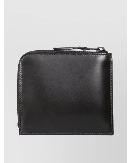 Comme des Garçons Black Compact Small Leather Wallet Size