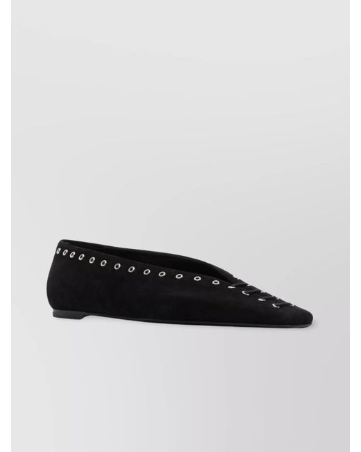 Totême White Leather Lace Up Ballerina Flats