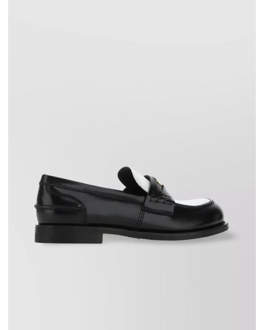 Miu Miu Black Two-Tone Leather Loafers