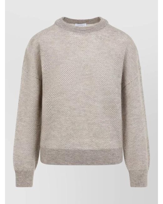 Brunello Cucinelli Multicolor Soft Net Crew Neck Knit Sweater